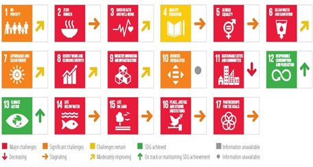 Figure 2. India’s SDG performance dashboard and trends. (Source: Sachs et al., 2022)