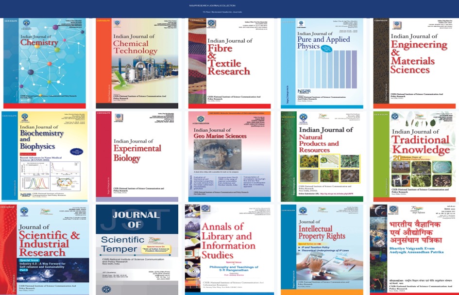 cover page of NIScPR Journals
